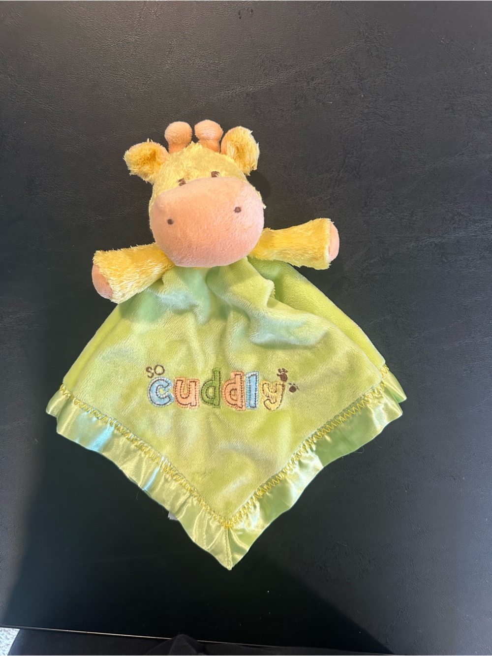 So Cuddly Green Giraffe Lovey Plush blankie